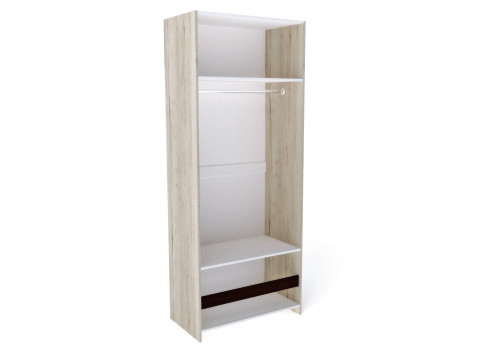 Шкаф 2-х дверный Мале Дуб галифакс белый, с декоративным обкладом