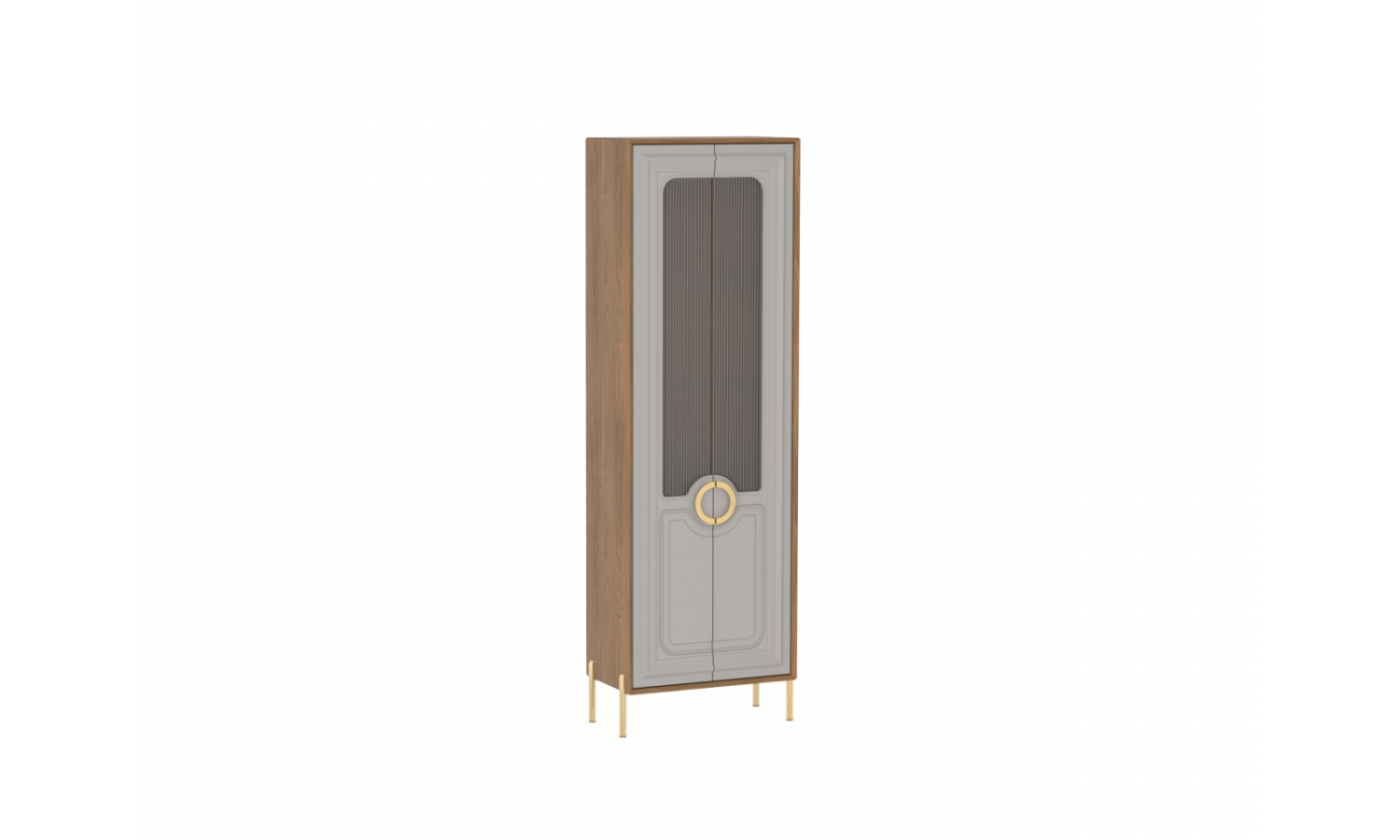 Пенал со стеклом Палермо Дуб Каселла коричневый/Экокожа Мокко