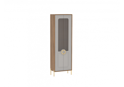 Пенал со стеклом Палермо Дуб Каселла коричневый/Экокожа Мокко