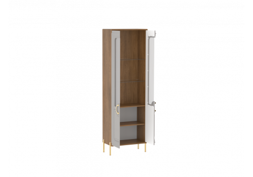 Пенал со стеклом Палермо Дуб Каселла коричневый/Экокожа Мокко