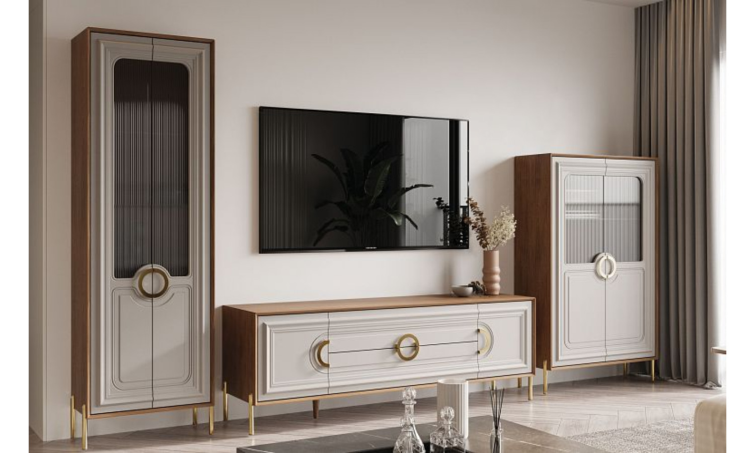 Гостиная Палермо, Дуб Каселла коричневый/Экокожа Мокко