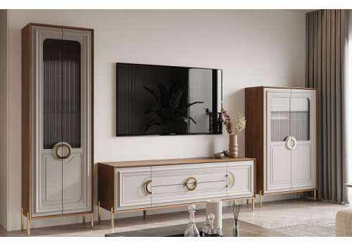 Гостиная Палермо, Дуб Каселла коричневый/Экокожа Мокко