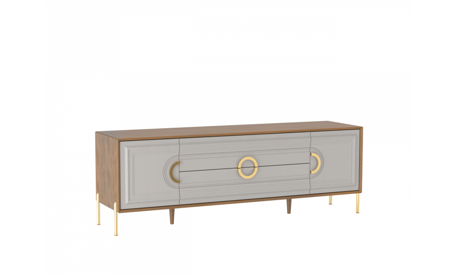 Тумба под ТВ Палермо Дуб Каселла коричневый/Экокожа Мокко
