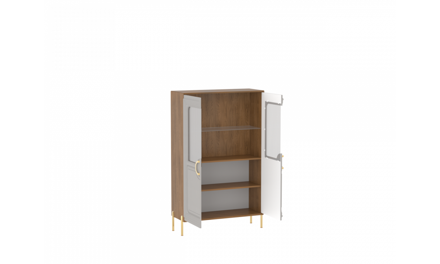 Пенал низкий со стеклом Палермо Дуб Каселла коричневый/Экокожа Мокко