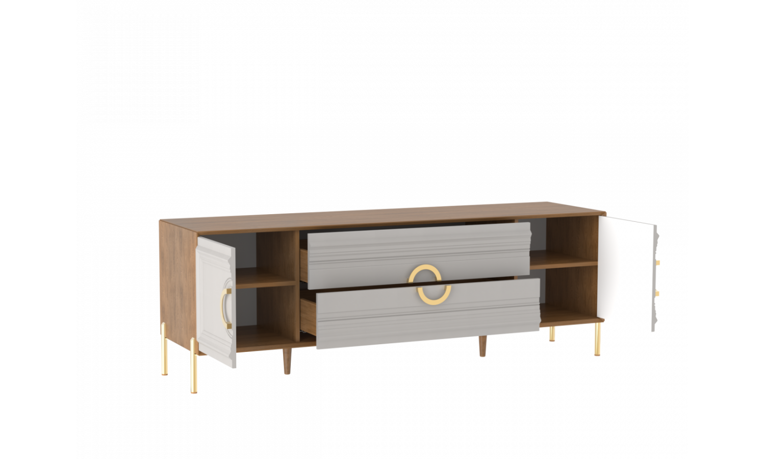 Тумба под ТВ Палермо Дуб Каселла коричневый/Экокожа Мокко