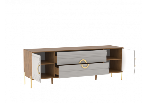 Тумба под ТВ Палермо Дуб Каселла коричневый/Экокожа Мокко