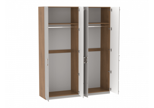 Шкаф 4-дверный Палермо Дуб Каселла коричневый/Экокожа Мокко с декор обкладом