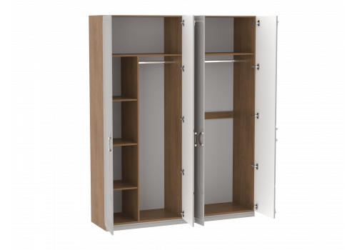 Шкаф 4-дверный Палермо Дуб Каселла коричневый/Экокожа Мокко с доп. средником