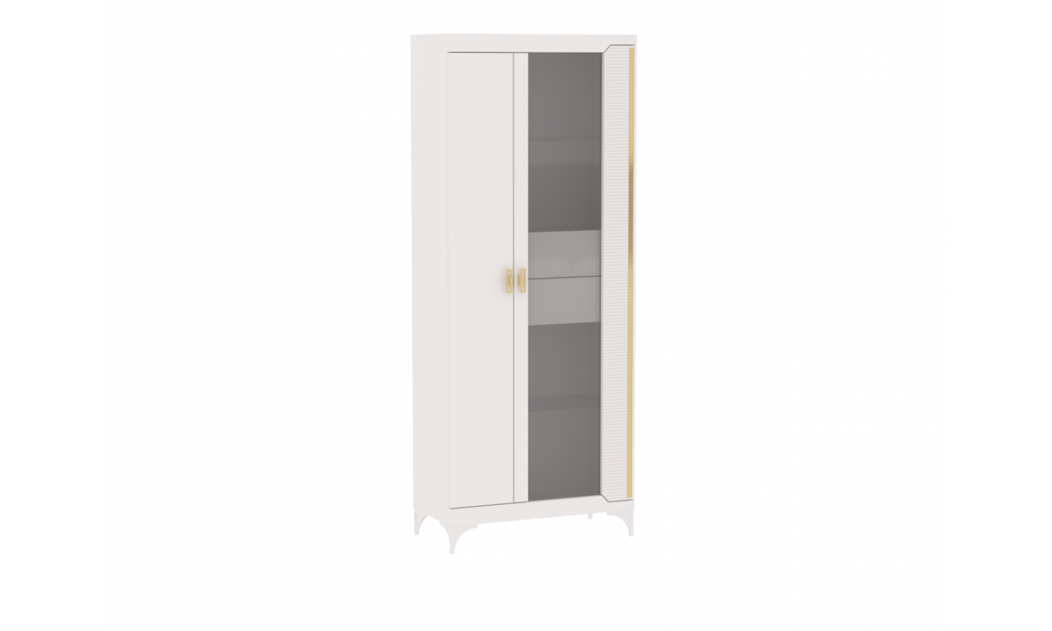 Пенал со стеклом широкий, Сиде белый