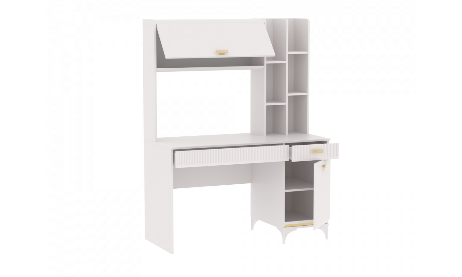 Стол письменный, Сиде Белый c надстройкой