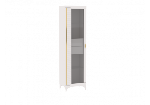 Пенал со стеклом узкий, Сиде белый