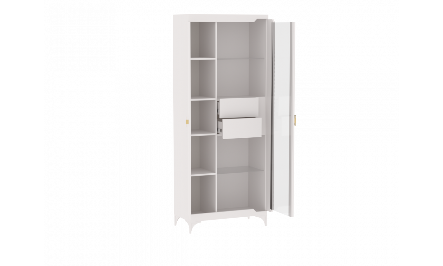 Пенал со стеклом широкий, Сиде белый