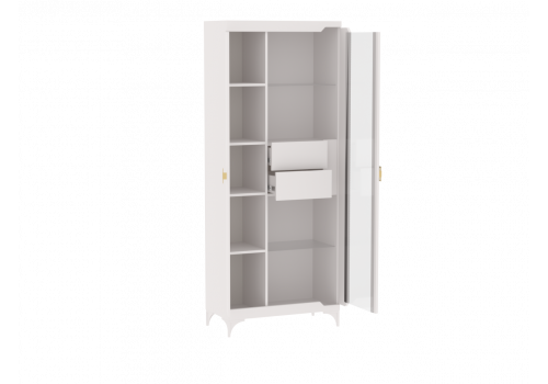 Пенал со стеклом широкий, Сиде белый