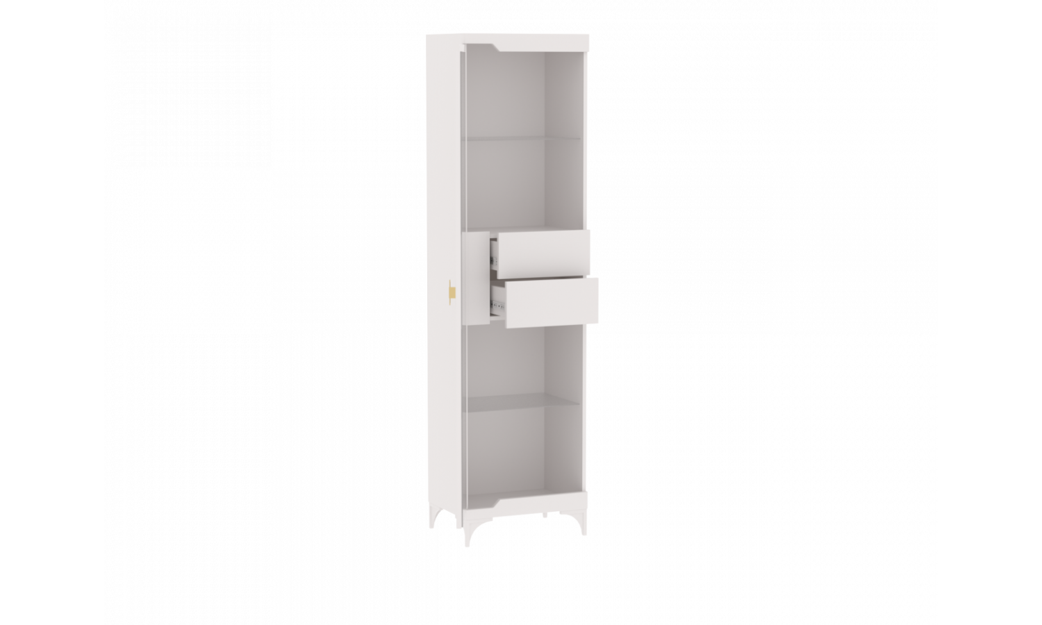 Пенал со стеклом узкий, Сиде белый