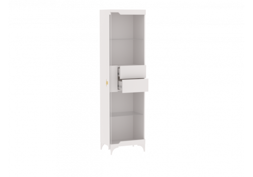 Пенал со стеклом узкий, Сиде белый