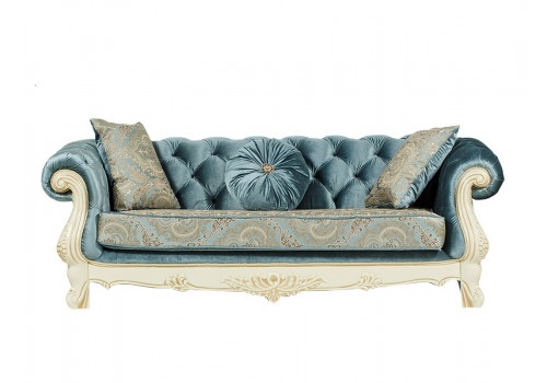 Диван Ассоль крем бирюза глянец