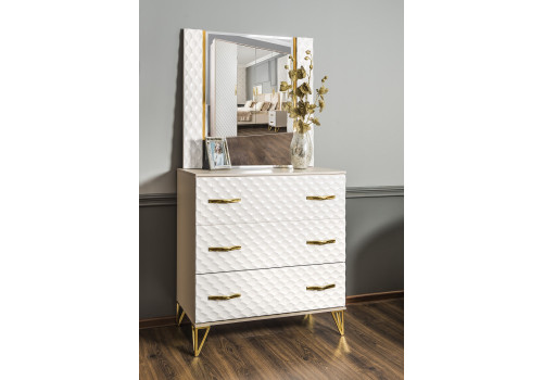 Комод Lara Лара белый глянец 3 ящика