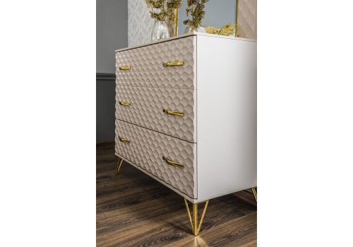 Комод Lara Лара бежевый глянец 3 ящика