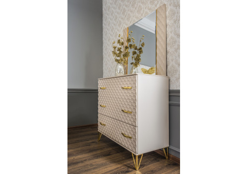Комод Lara Лара бежевый глянец 3 ящика