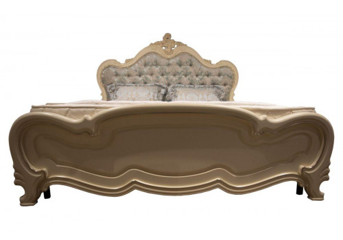 Кровать Милано MK-1866-IV двуспальная с кристаллами (цвет патины: золото) Слоновая кость