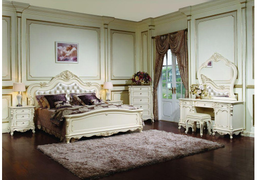 Кровать Глория Молочный с золотом 180х200  MK-2701-WG