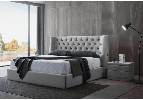 Кровать  MK-6603-GPF двуспальная с подъемным механизмом  180х200 см Серый перламутр