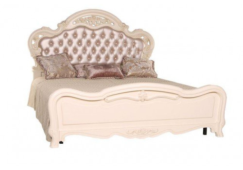 Кровать Милано MK-1887-IV (B) двуспальная с пуговицами (цвет патины: золото) 180х200 см Слоновая кость