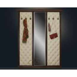 Вешалка с 6 крючками и зеркалом Б5.10-6 Орех/Бежевый