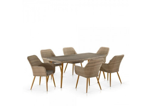 Комплект плетеной мебели T360B/Y360B-W65 Light Brown 6Pcs