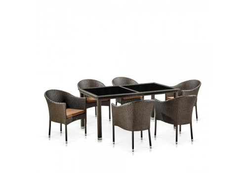 Комплект плетеной мебели T246A/Y350A-W53 Brown 6Pcs