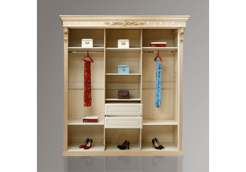 Шкаф-купе  Классика  3-ств. с зеркалом, орех патина золото Б8.72-3