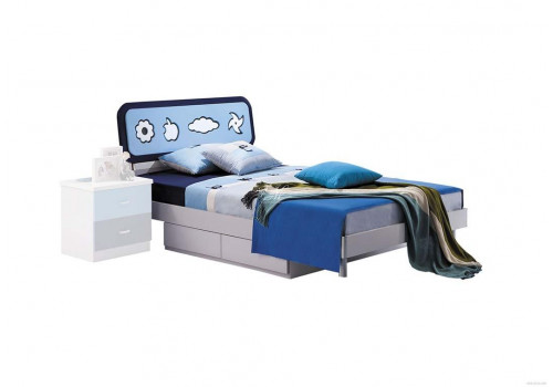 Спальня MK-4621-BL (кровать/МК-4600, тумбочка/МК-4601) 0х0х0 Синий/Белый