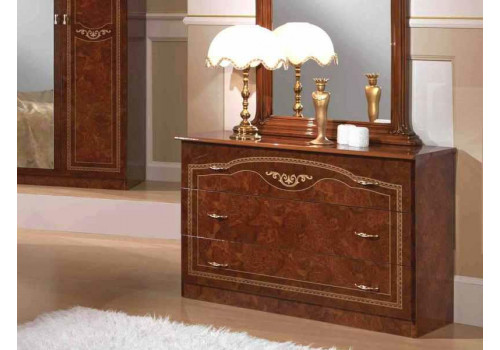 Комод (ДСП) с зеркалом к кровати 1600 ИРИНА орех глянец