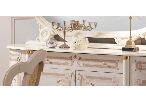 Комод 4-х дверный  РОЗА Бежевый глянец