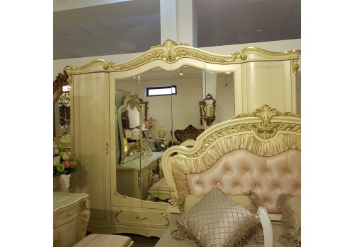 Спальня ДЖУЛЬЕТТА JULIET 3288, с 6-дверным шкафом, беж с золотом