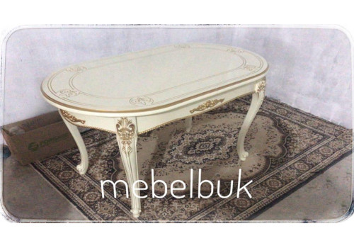 Стол Изабелла Белый золото Овальный раскладной