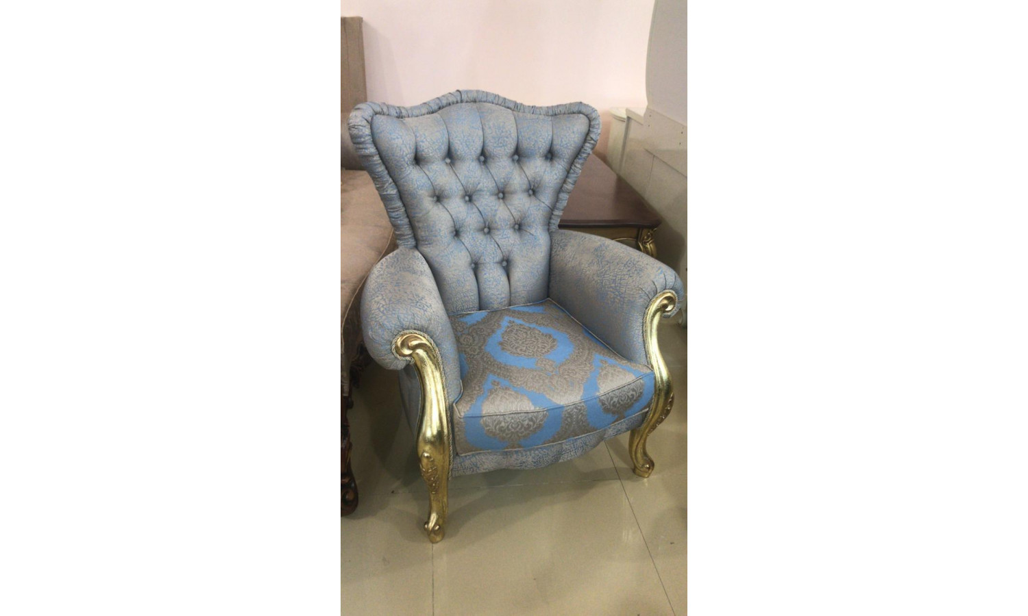 Комплект мягкой мебели ХЮРРЕМ CHURREM, золото, ткань - голубой