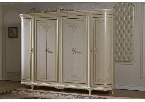 Спальня ЛУИЗА LUIZA K02, c 4-дверным шкафом, слоновая кость