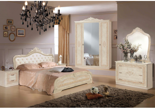 Спальня ЛУИЗА LUIZA K02, c 4-дверным шкафом, слоновая кость