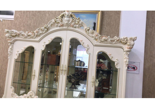 Витрина 4-дверная Мирабелла 3907, слоновая кость