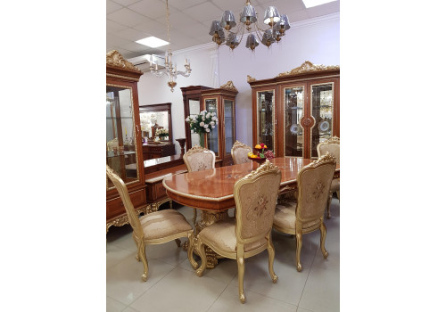 Кресло  Моника , жемчужно-белый глянец с золотом