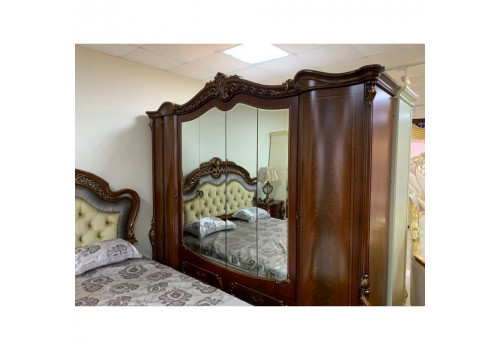 Спальня РОМЕО ROMEO 3288, с 5-дверным шкафом, орех с золотом