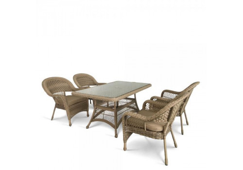 Комплект плетеной мебели T130Bg/Y130Bg-150x90 Beige/Beige 4Pcs