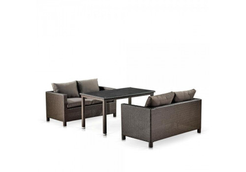 Обеденный комплект плетеной мебели с диванами T256A/S59A-W53 Brown