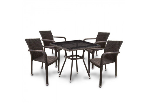 Комплект плетеной мебели T283BNT-W2390/A2001B-W53 Brown 4Pcs