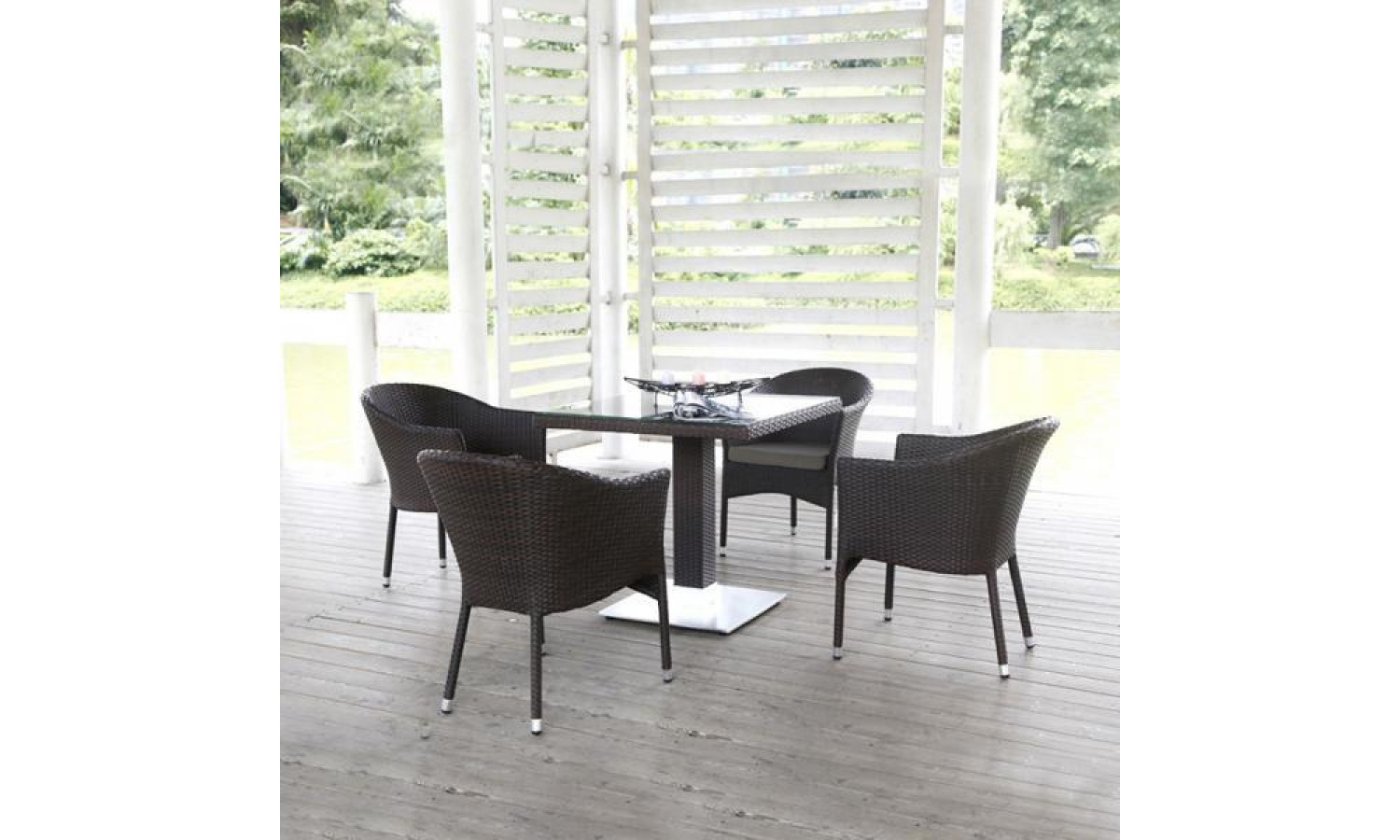 Комплект плетеной мебели T606SWT/Y350B-W53 Brown 4Pcs