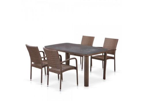 Комплект плетеной мебели T51A/Y376-W773-150x85 4Pcs Brown