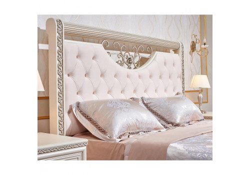 Кровать  Берта, жемчуг 160х200 с мягким изголовьем