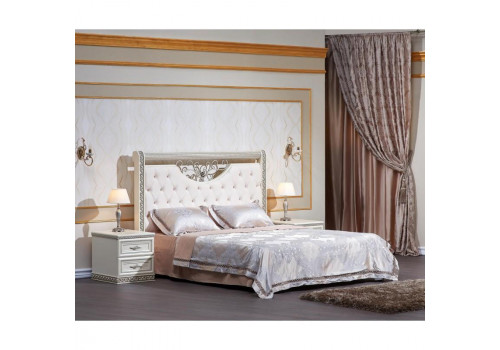 Кровать  Берта, жемчуг 160х200 с мягким изголовьем