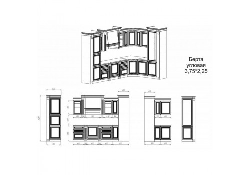 Кухонный гарнитур Берта  угловая 3,75*2,25